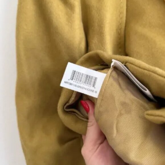 BCBGMAXAZRIA Wool-Cashmere Ruffle Zip Up Pea Coat Green Ochre S - Picture 9 of 13